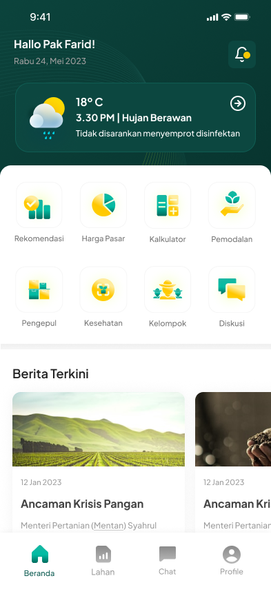Agrimate mobile app interface